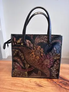 未使用】印傳屋 インデンヤ ハンドバッグ ロスペル ROSPER ブラック ち1 未使用】印傳屋 インデンヤ ハンドバッグ ロスペル ROSPER ブラック ち