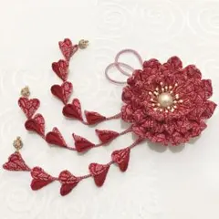 つまみ細工❤️髪飾り  紅