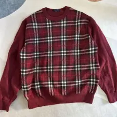 BURBERRY LONDON ニット セーター チェック柄 M バーバリーロンドン チェック柄 ニット チャコールグレー ウール M
