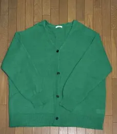 【4L /ゆったり】Rafraf Vネック ニットカーディガン グリーン
