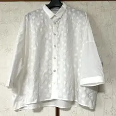 未使用●STAMP AND DIARY●綿ブラウス 刺繍 超ワイド シャツ●Ｆ