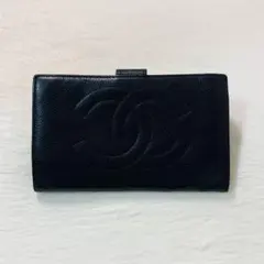 CHANEL デカココ キャビアスキン がま口 長財布 黒 - メルカリ