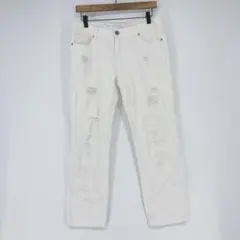 Retro Girl レトロガール ホワイト ダメージデニムパンツ Mサイズのサムネイル