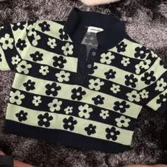 ラグアジェム　ボーダーフラワーニット