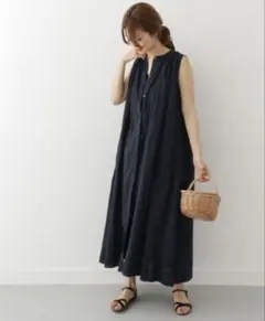 URBAN RESEARCH DOORS　コットンボイルワンピース　ブラック