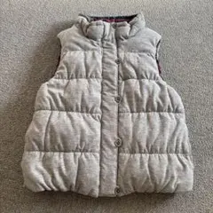 グレー 中綿ダウンベスト チェック柄