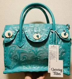 新品　限定色Carving Tribes カービングバッグ ブルー レザー