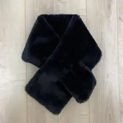 【美品】ファーマフラー ブラック 冬 小物 レディース