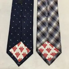 【美品】ジラフgiraffe パターン×チェック柄2WAYネクタイ