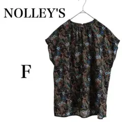 【ノーリーズ】 ブラウン チュニック 半袖 花 総柄 ノースリーブ