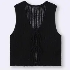 GU ジーユー　透かし編みニットジレ　ベスト　レディース　黒　L 夏のサムネイル