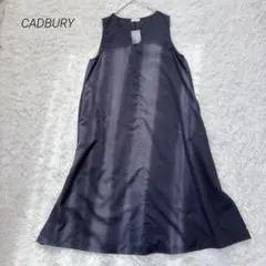 新品 CADBURY ノースリーブロングワンピース ゆったり 麻混 ブラック Fのサムネイル