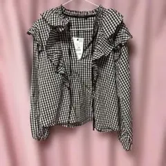ZARA ギンガムチェック フリルブラウス