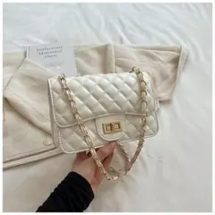 2way ショルダーバッグ クラッチバッグ キルティング ホワイト 白