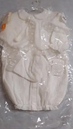 新生児用 ホワイトツーウェイ冬ドレスオール新品!