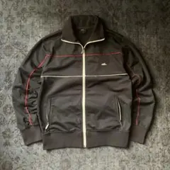 希少 90s トラックジャケット 刺繍ロゴ レトロ グランジ 黒 雰囲気 古着