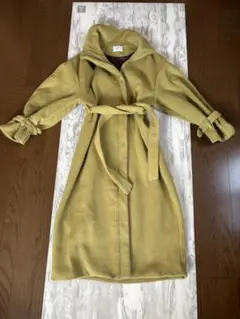 ベルト付き ロングコート マスタードイエロー