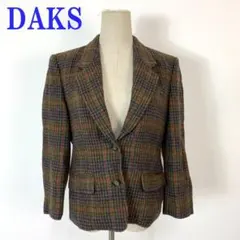ダックス テーラージャケット チェック ブラウン ウール100％ 7 C4989