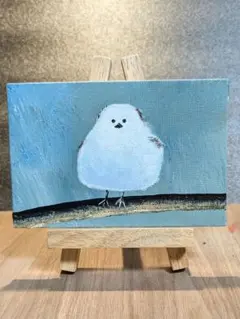 シマエナガ　アクリル画 小型