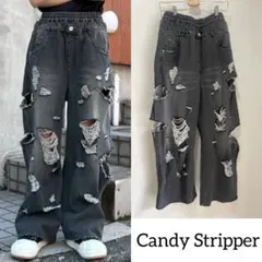 セール価格　キャンディストリッパー　ダメージデニム　ワイドパンツ　メンズのサムネイル