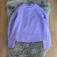 スフレヤーンクルーネックセーターパープルS