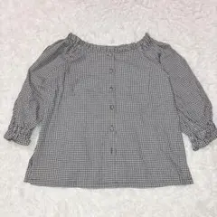 ハイクラシック レトロ ギンガムチェック ブラウス ブラック 可愛い a2358