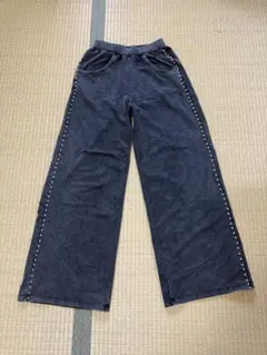SHEIN LYSMO スタッズ ワイドパンツ ブラック XS