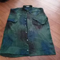 【90sヴィンテージ】CIMCA SPORTS 総柄ポリシャツ 緑 レトロ柄L