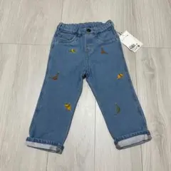 H&M 90cm 恐竜柄刺繍　デニムパンツ　男の子