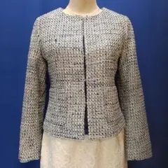 ナチュラル ビューティー　ノーカラーツイードジャケット　Sサイズ