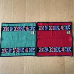 花柄刺繍タオルハンカチ2枚セット