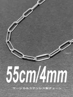 【クリップチェーンネックレス 4mm 55cm 1本】ステンレス a29