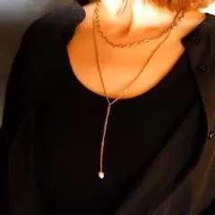 2連 ネックレス パール チェーン 金属アレルギー対応 ステンレス