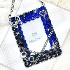 W913 ホイップデコ 硬質トレカケース青 黒 シルバー 鎖 手錠 蝶々 ハート