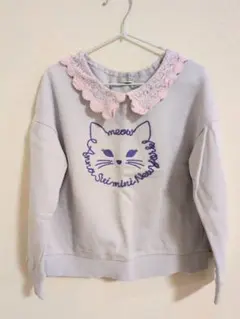 アナスイミニ 猫刺繍 襟付きトレーナー 120