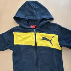 Puma フード付きジップアップパーカー ネイビー/イエロー　キッズ　110