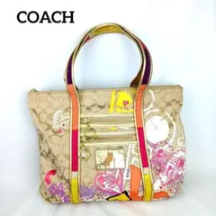 COACH POPPY トートバッグ シグネチャー マルチカラー