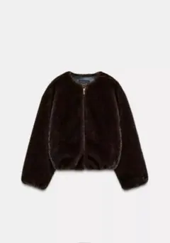ZARA フェイクファーボンバージャケット ダークブラウン