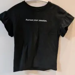 黒いフリル袖Tシャツ 女の子120のサムネイル