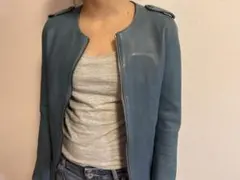 青いレザージャケット　00s 平成　エディション