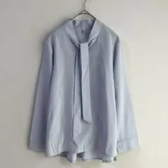 4662 ボウタイブラウス　水色　Ｍ　フォーマル　セレモニー　卒業式　入学式