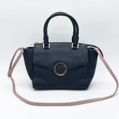 マイケルコース　2way ショルダーバッグ　レザーダークブルー　ゴールド金具