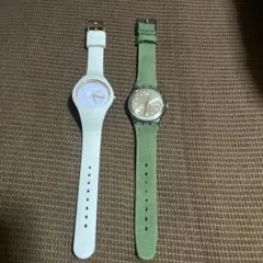 ICE WATCH ホワイトゴールド腕時計、スウォッチカーキ腕時計
