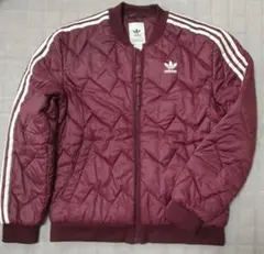 adidas バーガンディ キルティングジャケット L