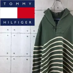 TOMMY HILFIGERトミーヒルフィガー ニットセーター ボーダー 緑