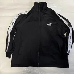 PUMAプーマポリエステルジャージバック刺繍ロゴ胸刺繍ロゴ　ブラックヴィンテージ