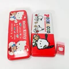 レトロ 希少 Hello Kitty 缶ケース 消しゴムセット ハローキティ 缶ケース 筆箱 レトロサンリオ 80s 当時物 昭和レトロ