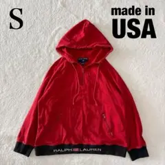 90S ポロスポ ハーフジップ ラグランフーディ S アメリカ製 ヴィンテージ