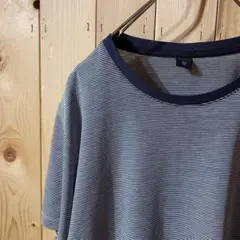 AE4537 UNIQLO ユニクロ 半袖Tシャツ ネイビーボーダー メンズ Lのサムネイル
