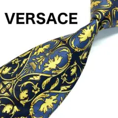 【極美品✨】ヴェルサーチ ネクタイ ネイビー バロック柄 メドゥーサ 高級シルク